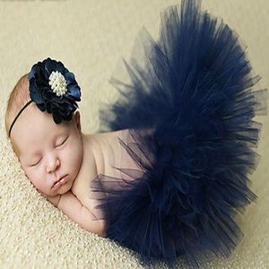 Newborn Baby Blue Navy Tutu & Headband Photo Prop